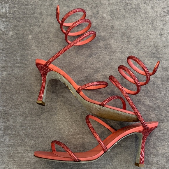 Rene Caovilla Red Strappy Women's Sandals size 8.5(38.5) - Picture 7 of 12